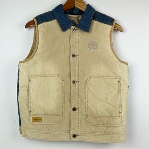 Timberland Women’s Tan Yellow Corduroy Vest Size Large Quilted Lining